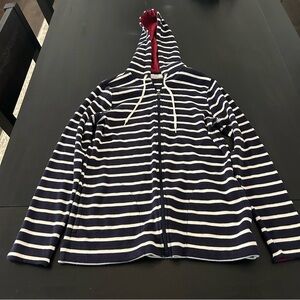 LL Bean jacket with hoodie. Navy and off white. Size xs